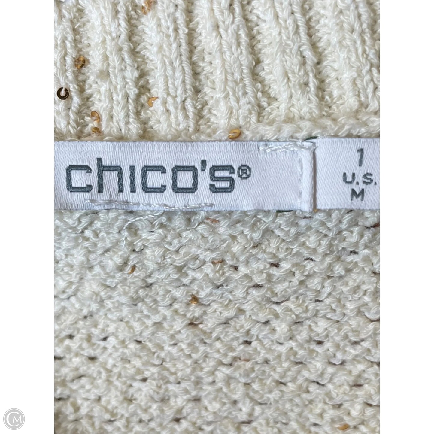 Top Short Sleeve By Chicos In Cream, Size: M
