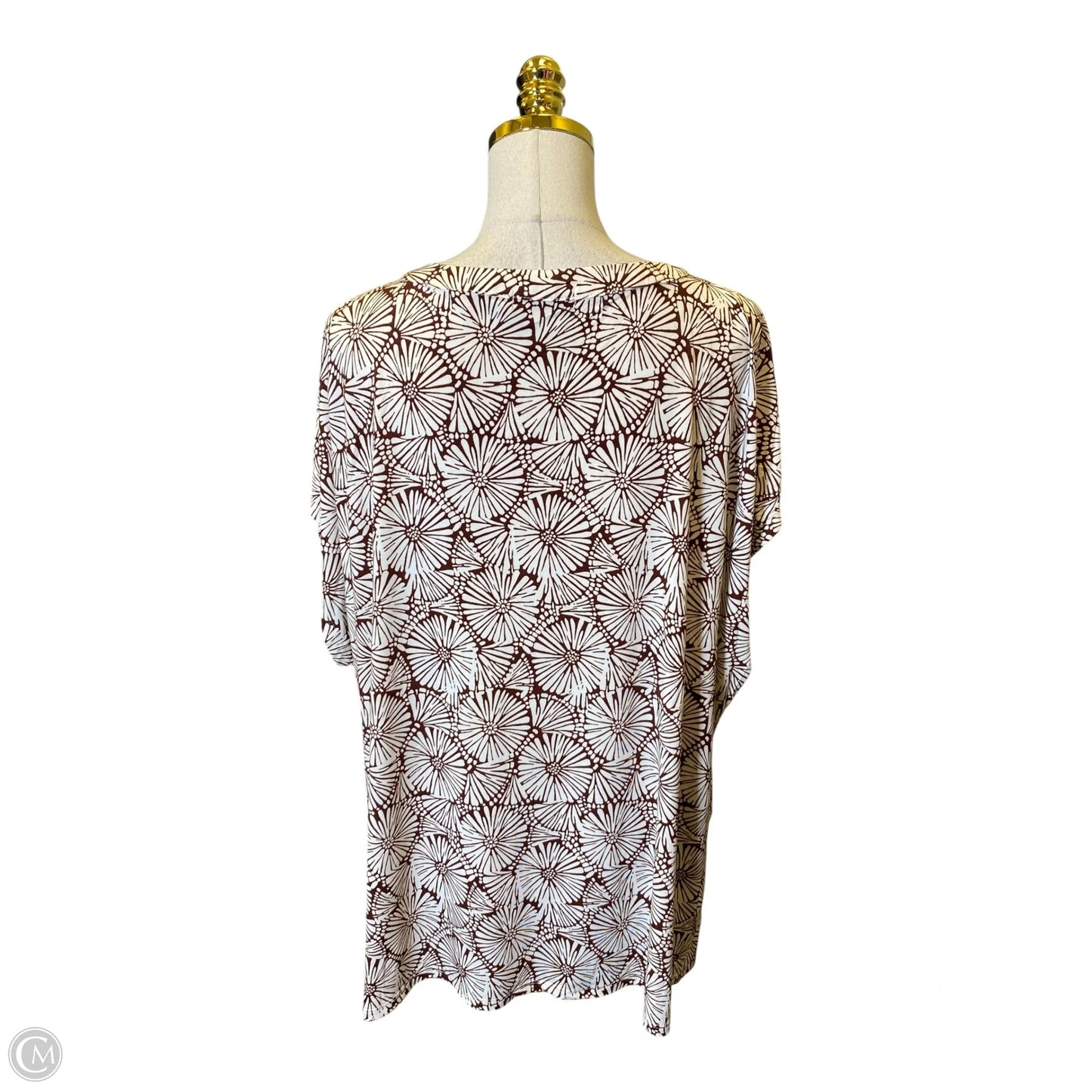Top Short Sleeve By Cure In Brown & White, Size: 3x
