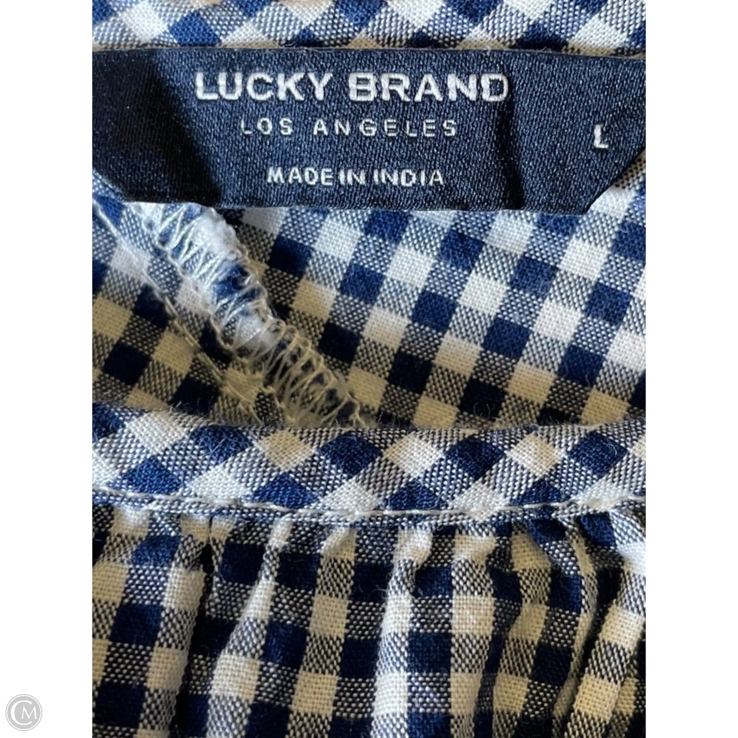 Top Short Sleeve By Lucky Brand In Blue & White, Size: L