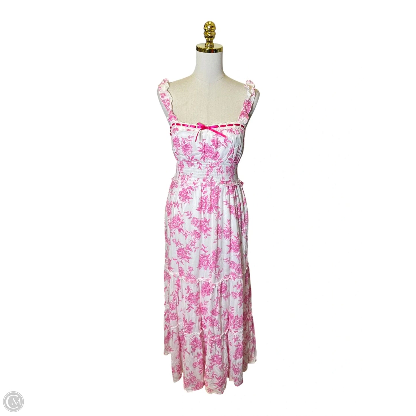 Dress Casual Maxi By Inspired Hearts In Pink & White, Size: L