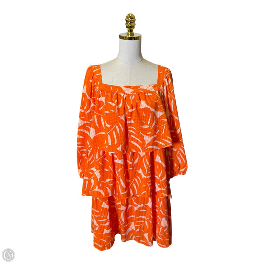 Dress Casual Short By Who What Wear In Orange & White, Size: 2x