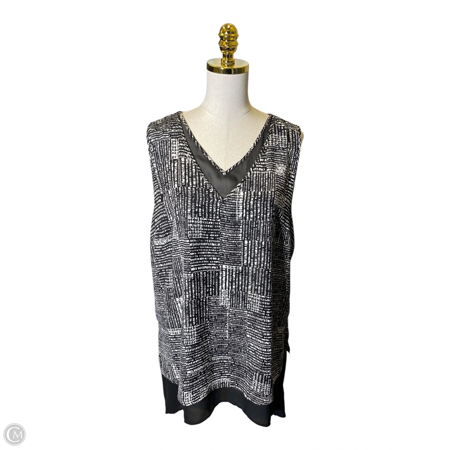 Top Sleeveless By Worthington In Black & White, Size: Xxl