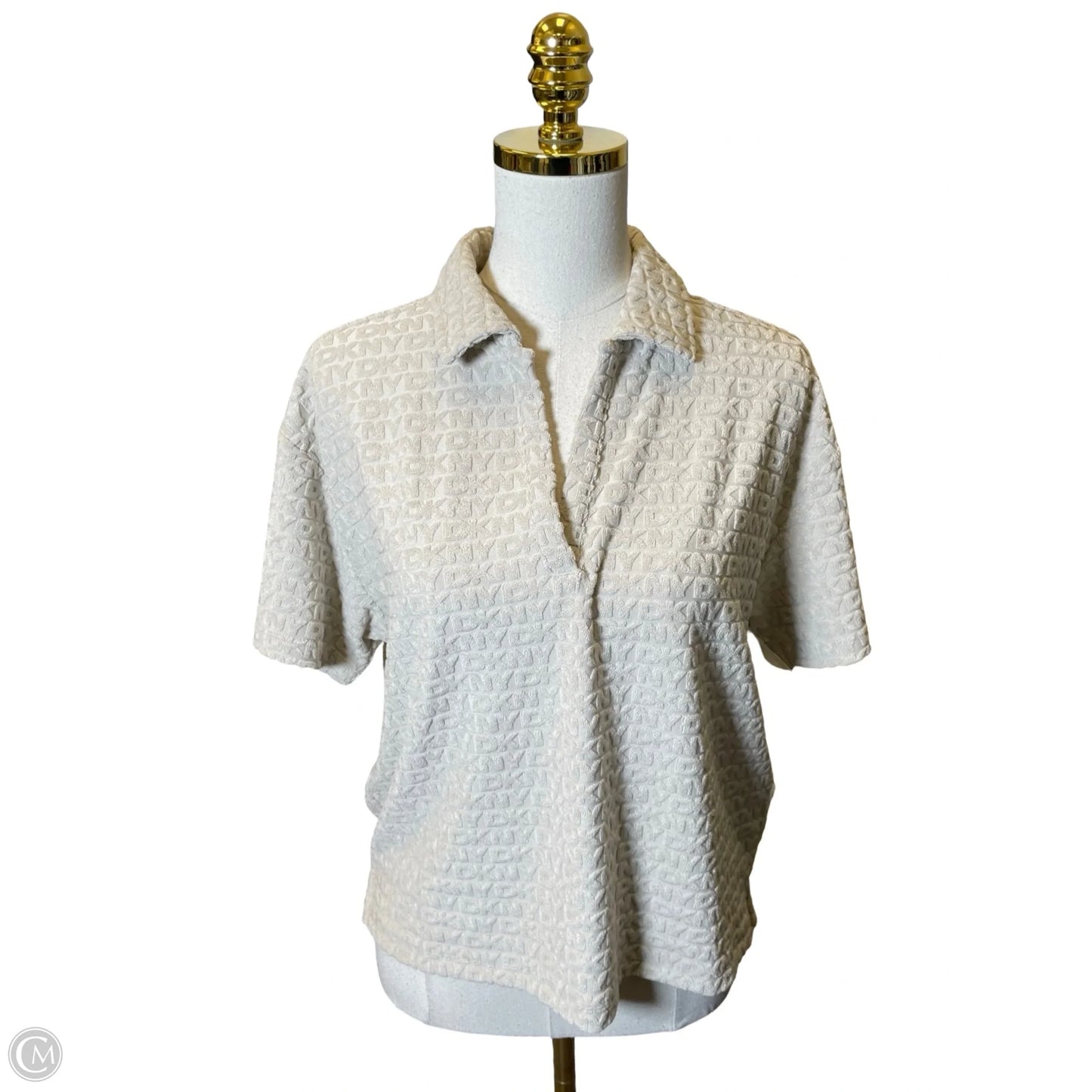 Top Short Sleeve By Dkny In Tan, Size: S