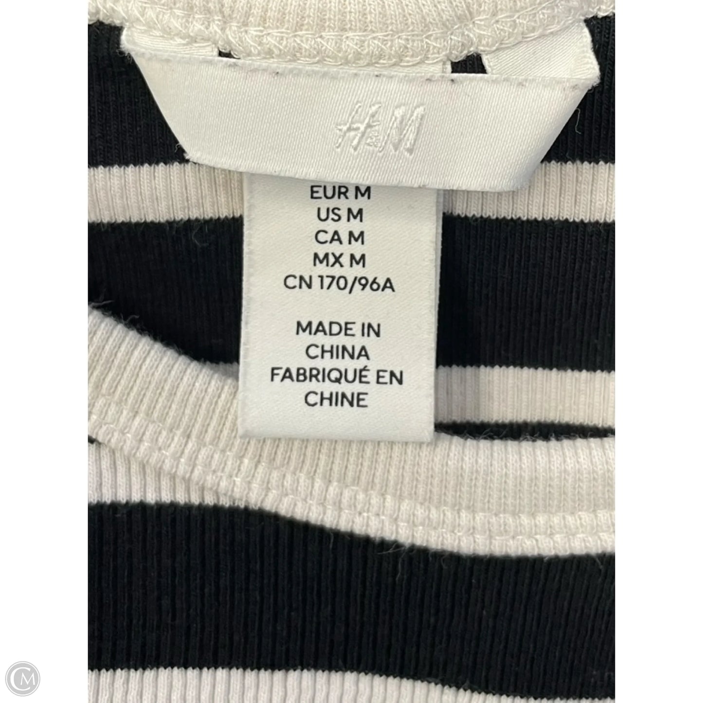 Top Sleeveless By H&m In Black & White, Size: M
