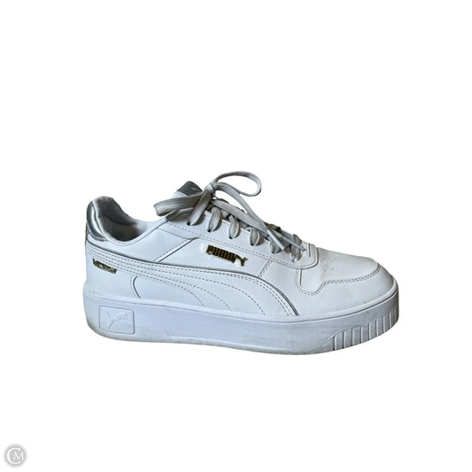 Shoes Flats By Puma In Gold & White, Size: 8