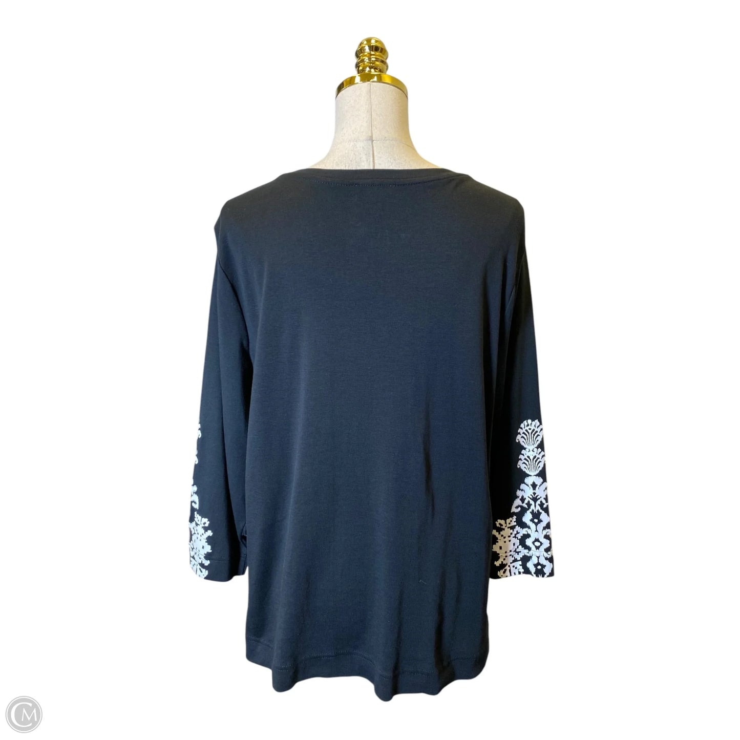 Top 3/4 Sleeve By Chicos In Black & White, Size: Xl