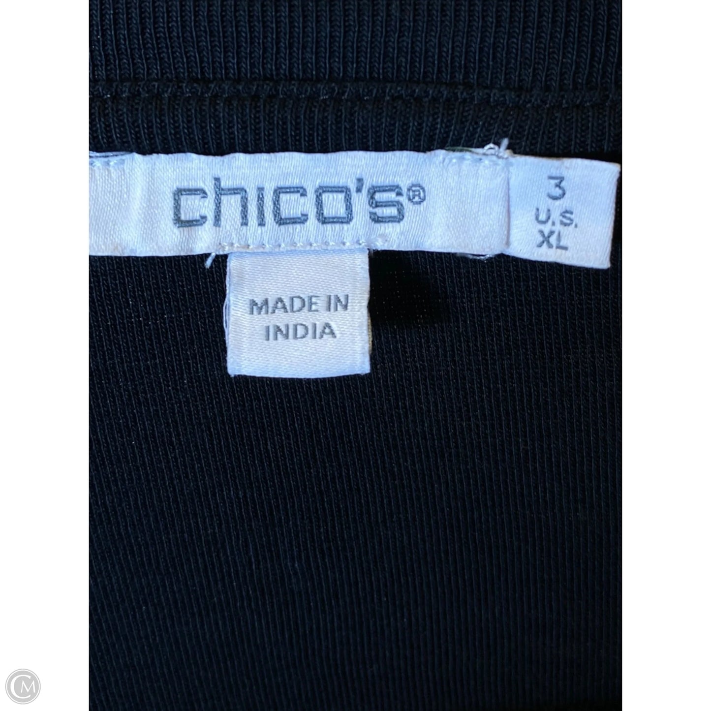 Top 3/4 Sleeve By Chicos In Black & White, Size: Xl