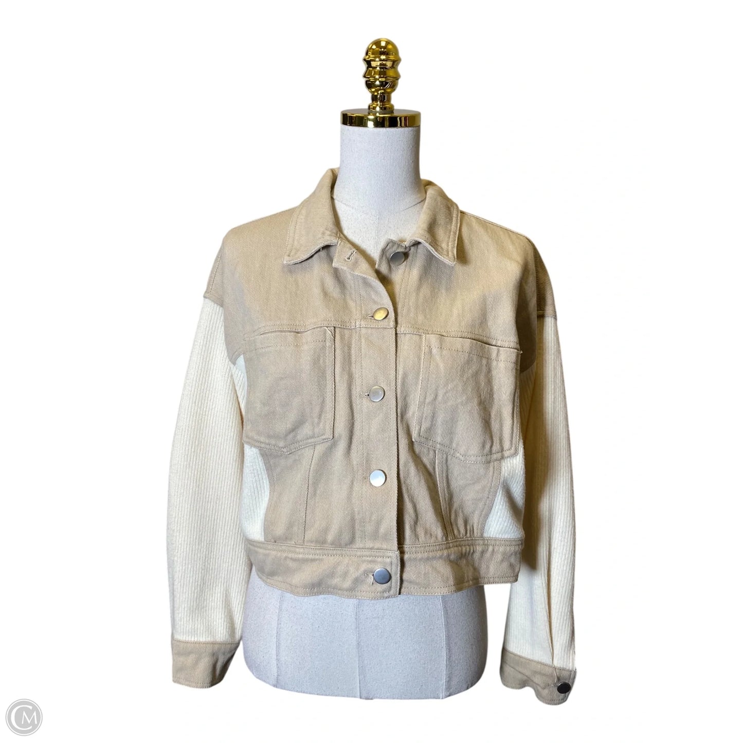 Jacket Denim By Clothes Mentor In Beige, Size: S