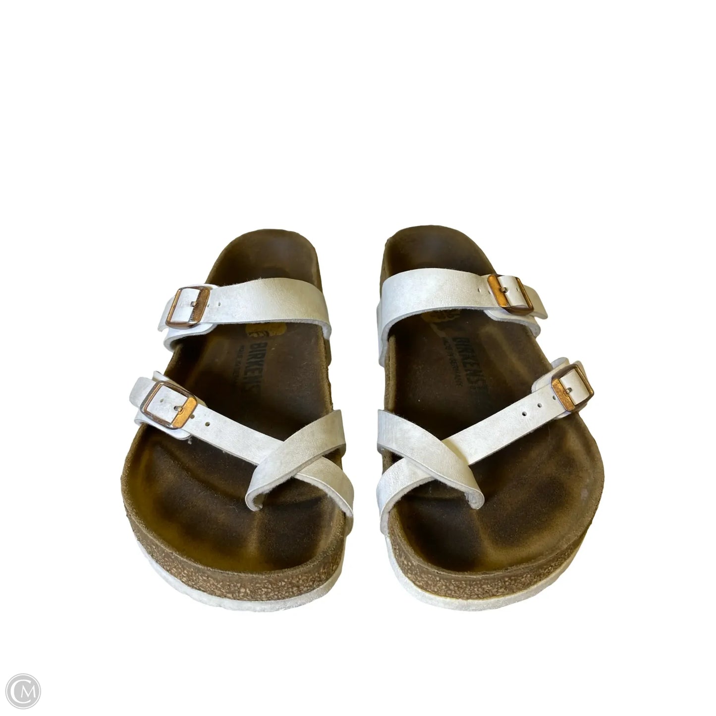 Sandals Flats By Birkenstock In White, Size: 5