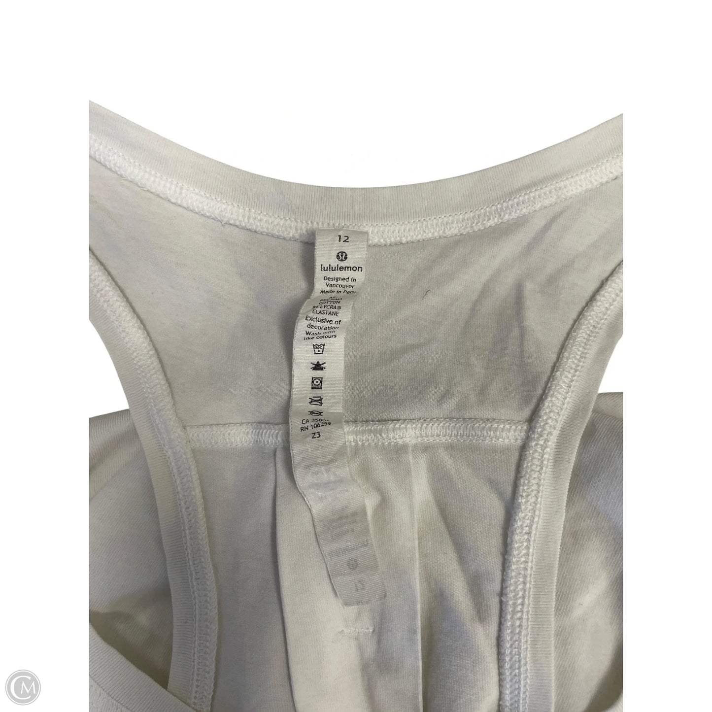 Athletic Tank Top By Lululemon In White, Size: L