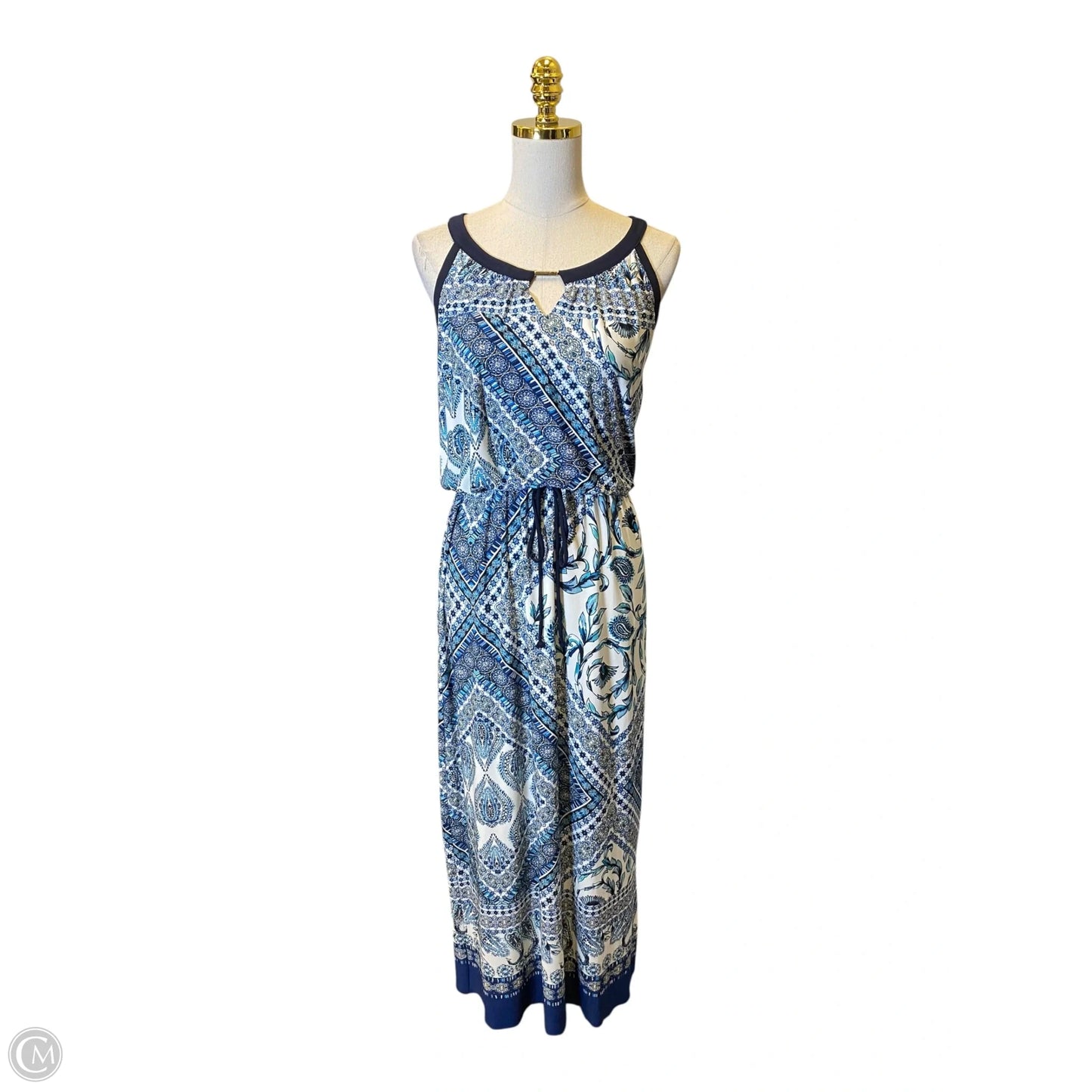 Dress Casual Maxi By Enfocus In Blue & White, Size: 6p