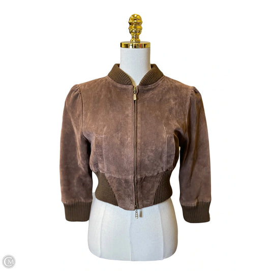 Jacket Moto By Arden B In Brown, Size: M
