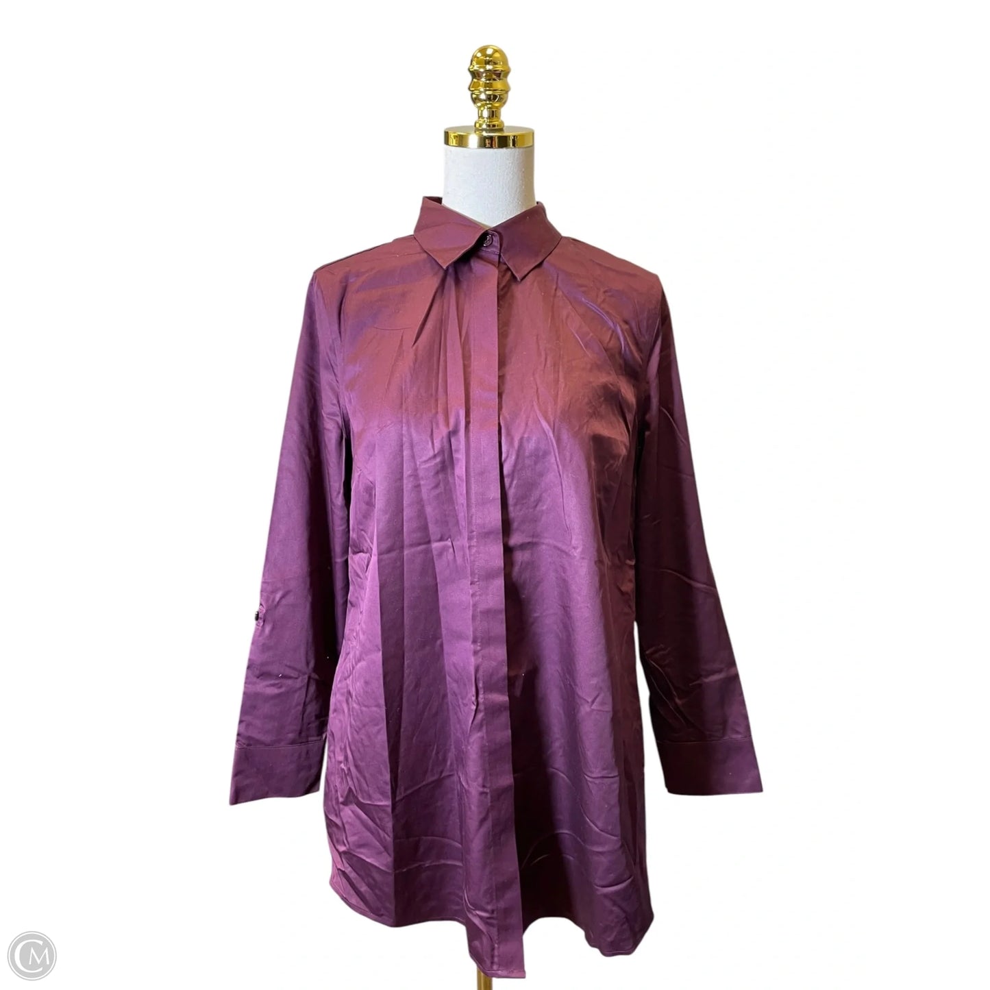 Top Long Sleeve By Chicos In Maroon, Size: M