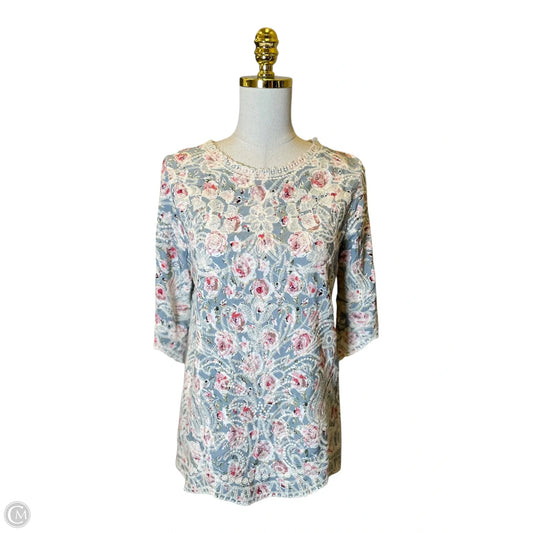 Top 3/4 Sleeve By Solitaire In Multi-colored, Size: M