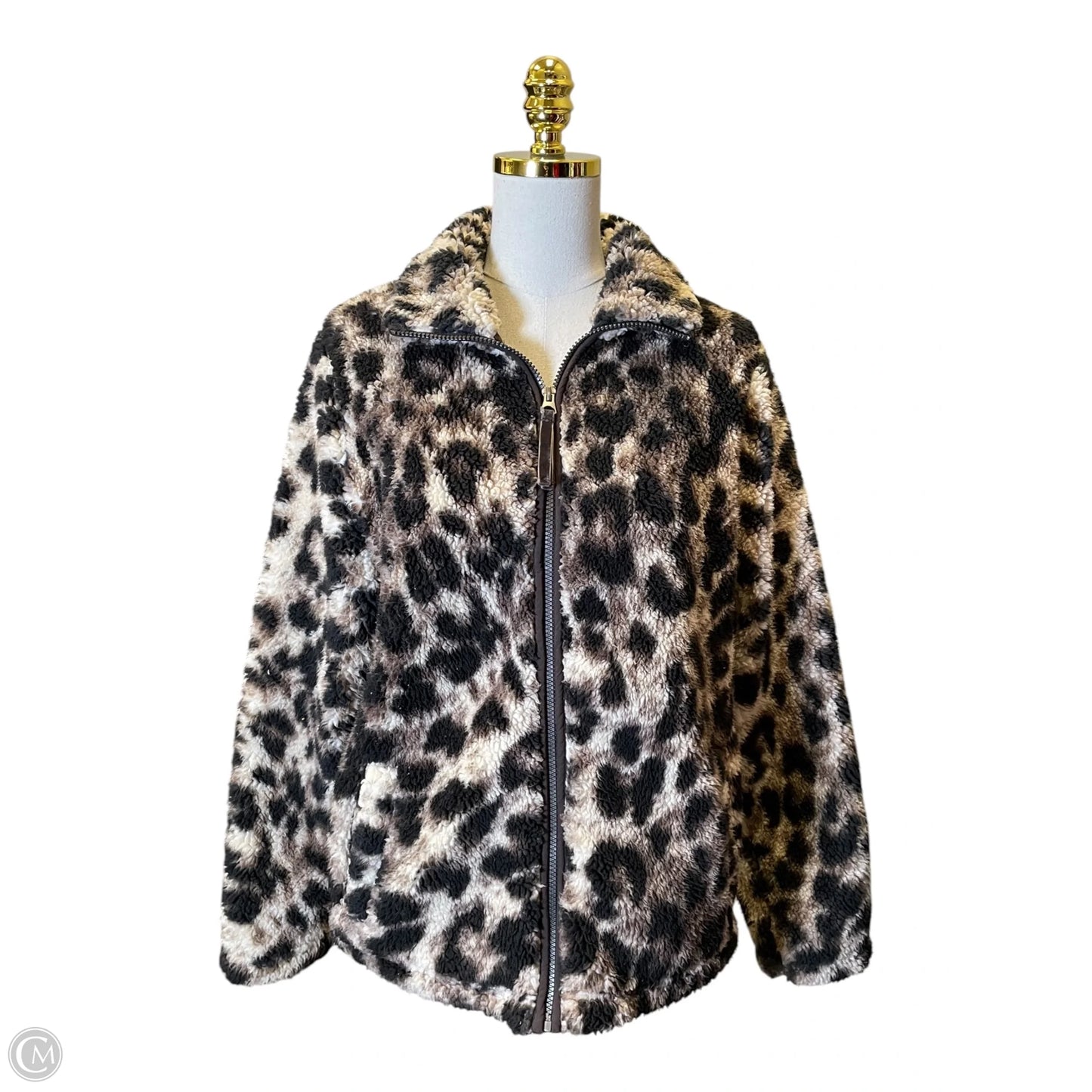 Jacket Faux Fur & Sherpa By Clothes Mentor In Animal Print, Size: M