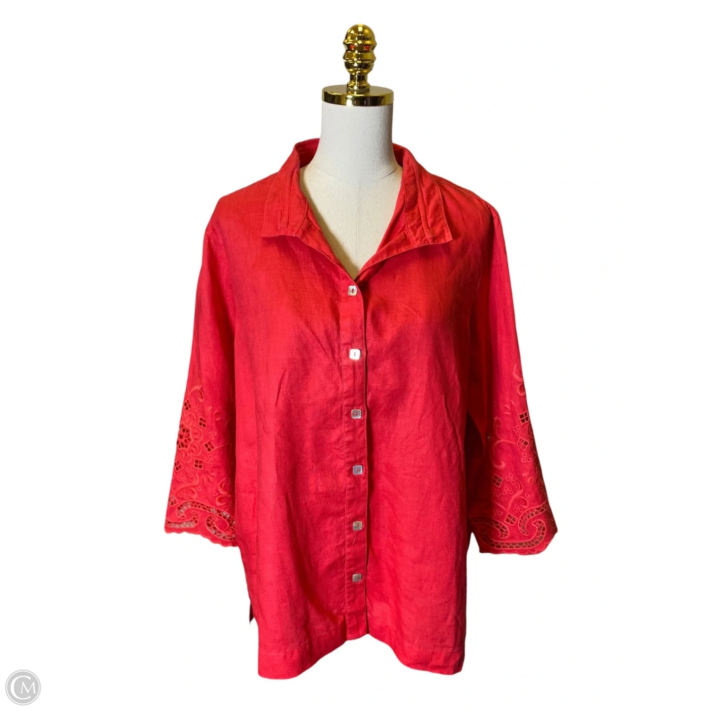 Top 3/4 Sleeve By John Mark In Red, Size: L