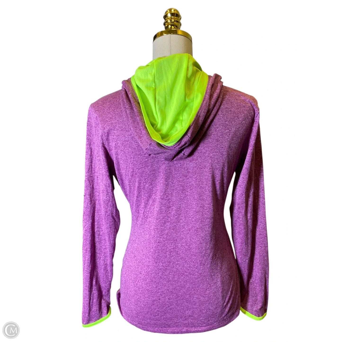 Athletic Top Long Sleeve Hoodie By The North Face In Green & Purple, Size: S