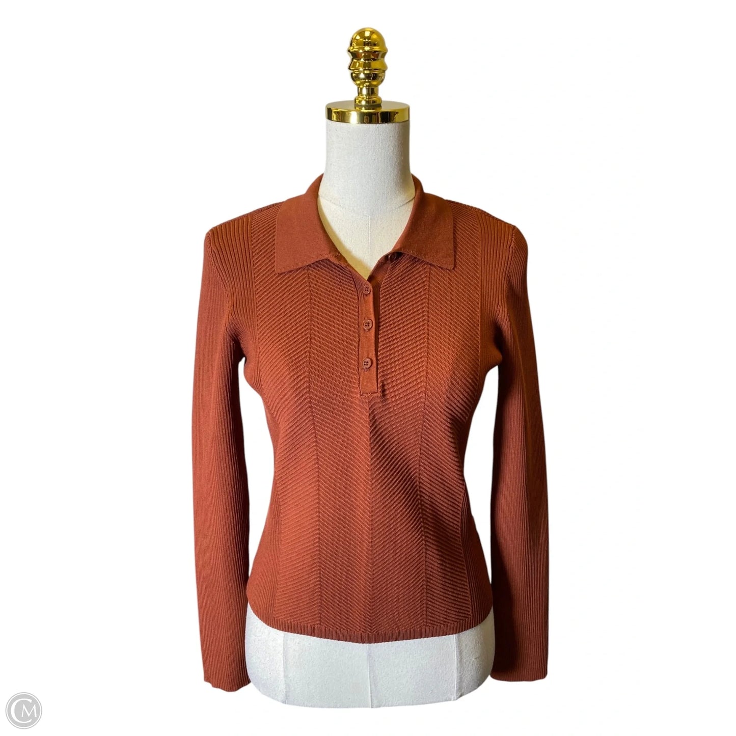 Top Long Sleeve By Worthington In Orange, Size: S