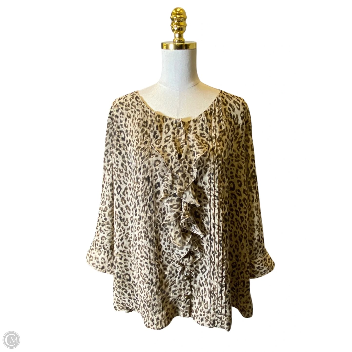 Top Long Sleeve By Chaus In Animal Print, Size: 3x