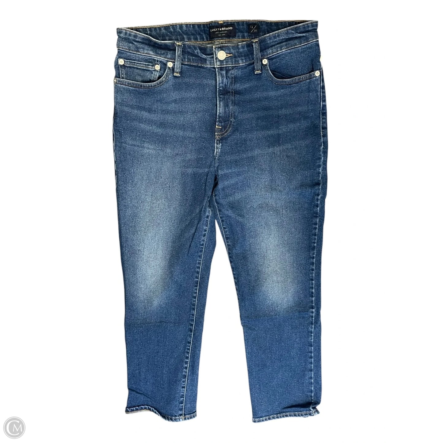 Jeans Straight By Lucky Brand In Blue Denim, Size: 12
