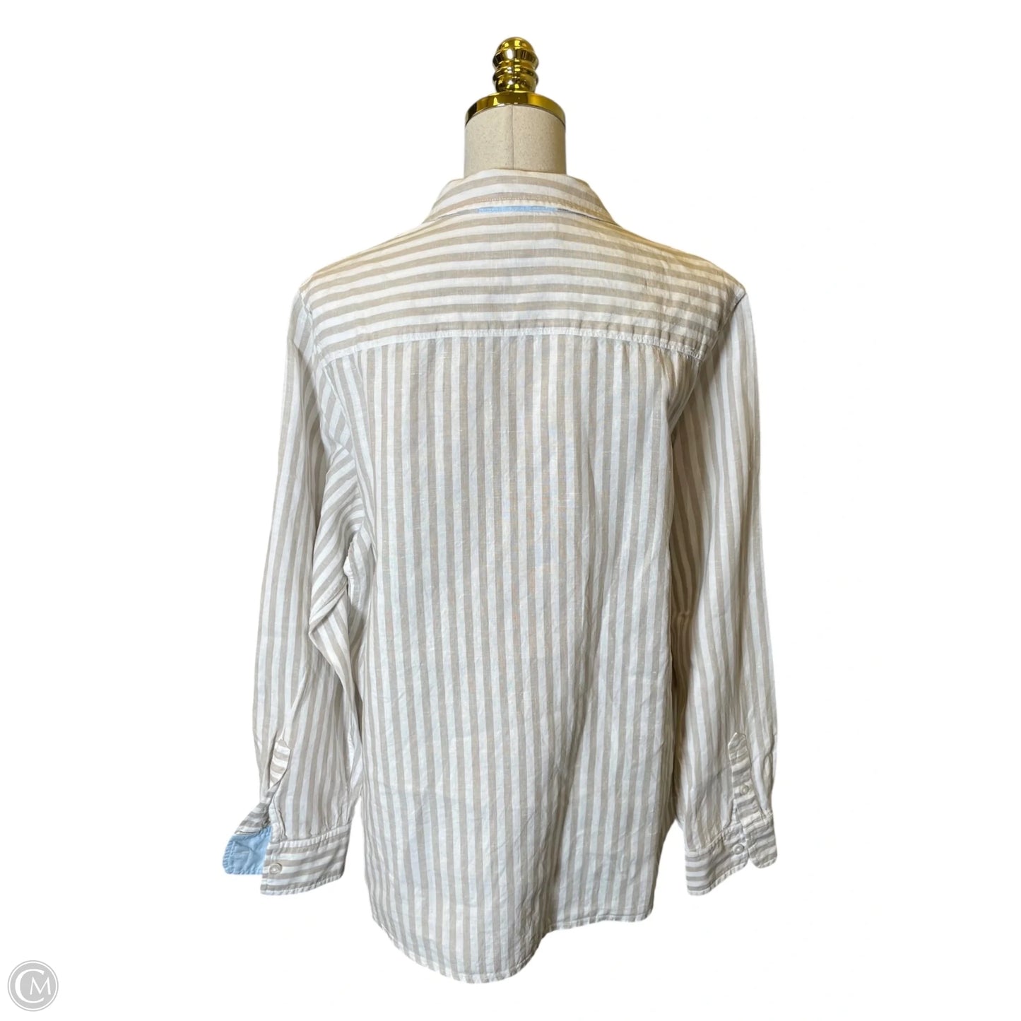 Top Long Sleeve By Tommy Bahama In Tan & White, Size: Xl
