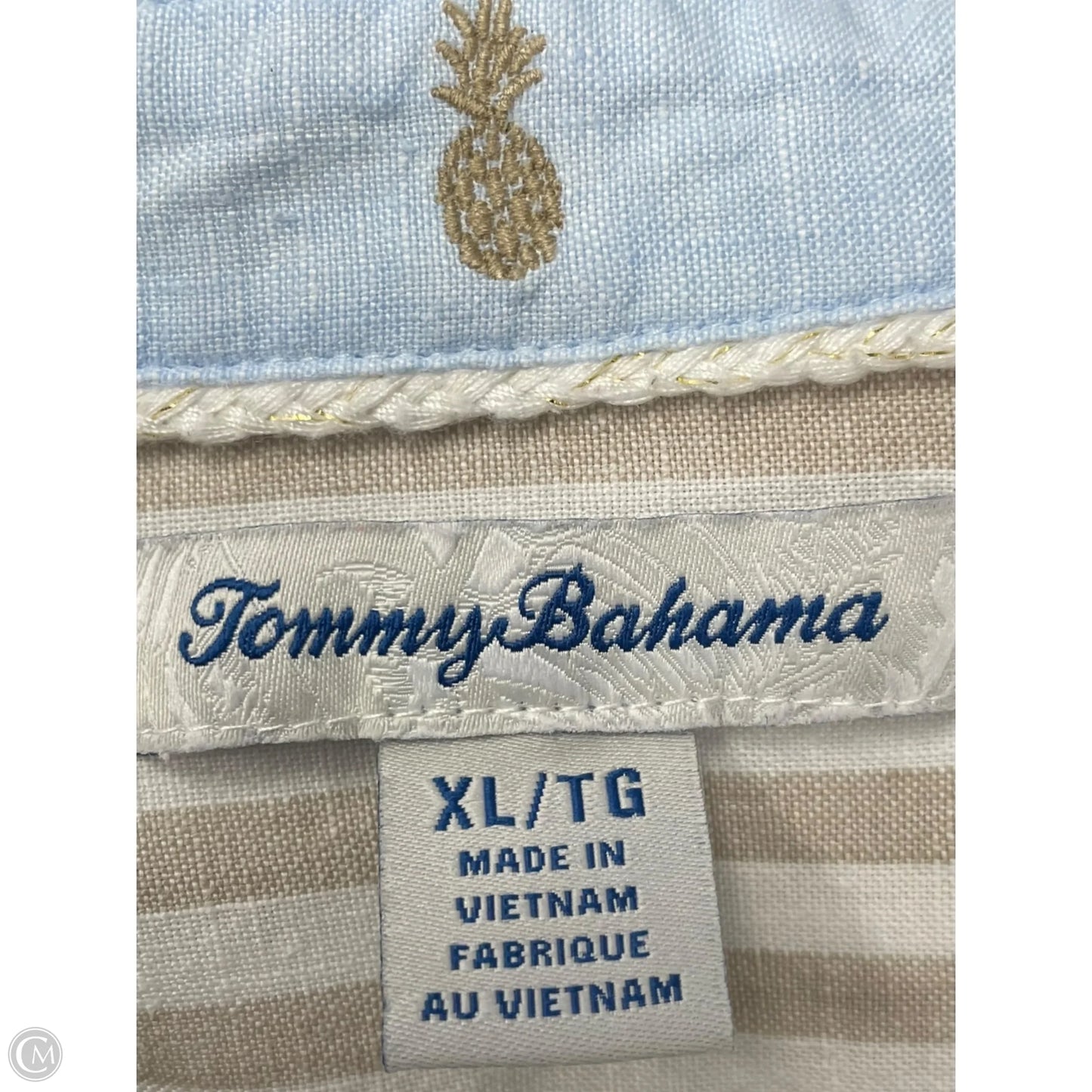 Top Long Sleeve By Tommy Bahama In Tan & White, Size: Xl