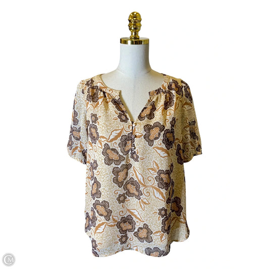 Top Short Sleeve By Loft In Brown, Size: Mp