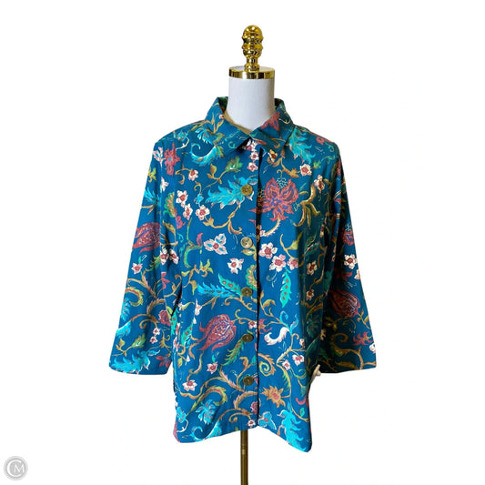 Top 3/4 Sleeve By Susan Graver In Multi-colored, Size: L