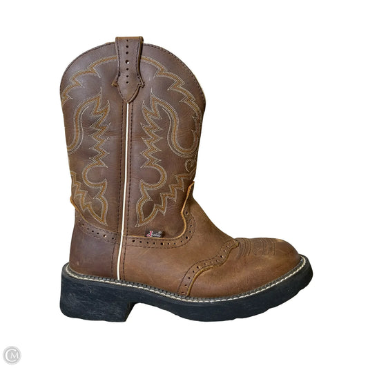 Boots Western By Justin In Brown, Size: 9