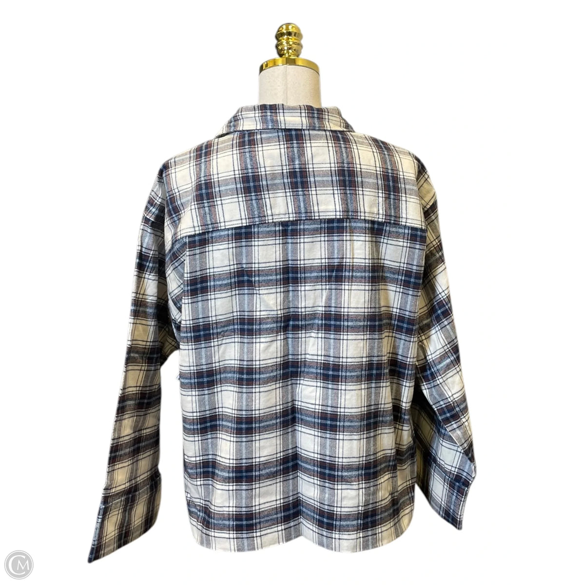 Top Long Sleeve By Loft In Plaid Pattern, Size: Medium