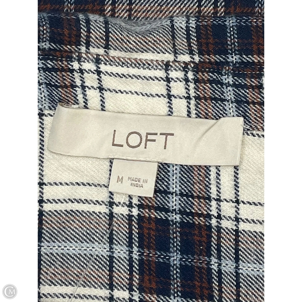 Top Long Sleeve By Loft In Plaid Pattern, Size: Medium
