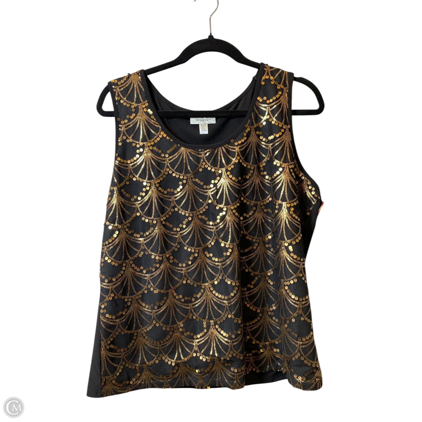 Top Sleeveless By Dressbarn In Black & Gold, Size: Xl