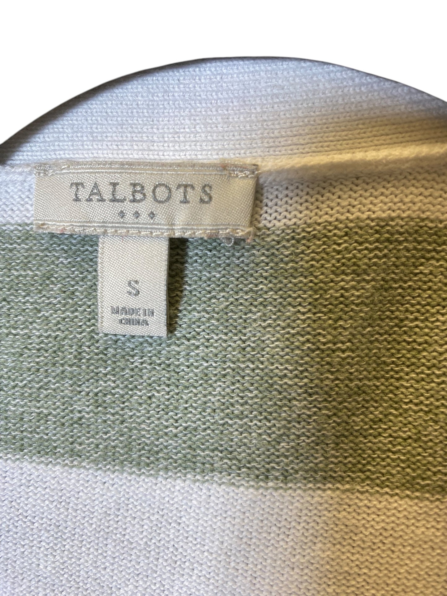 Cardigan By Talbots In Green & White, Size: S