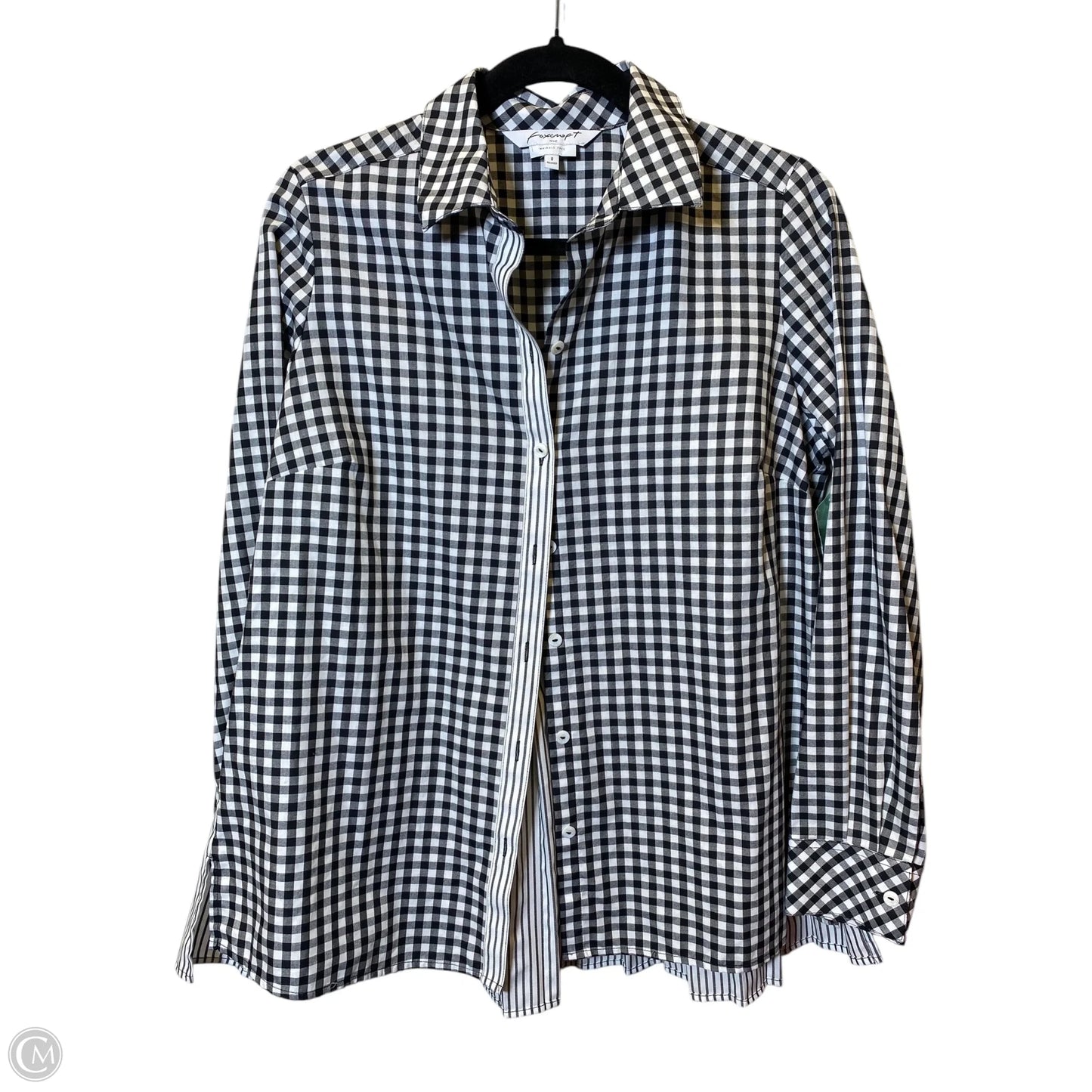 Top Long Sleeve By Foxcroft In Checkered Pattern, Size: M