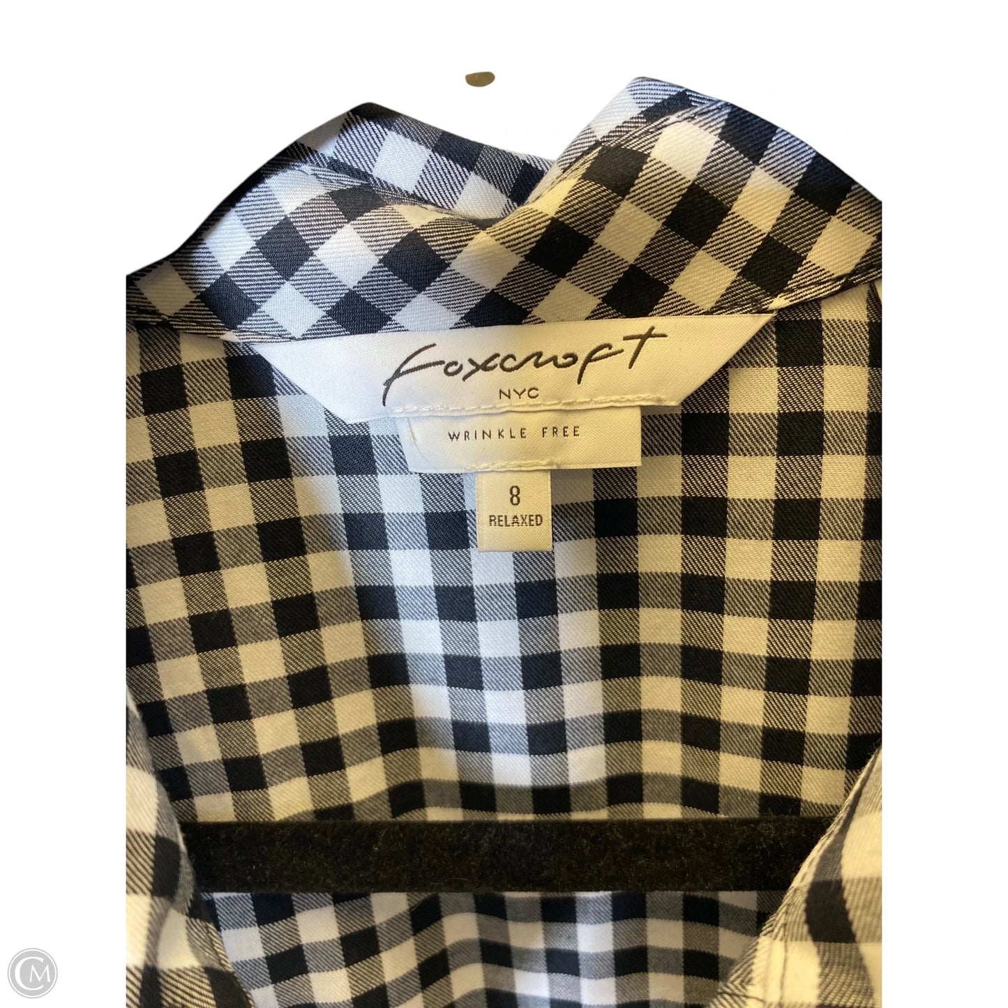 Top Long Sleeve By Foxcroft In Checkered Pattern, Size: M
