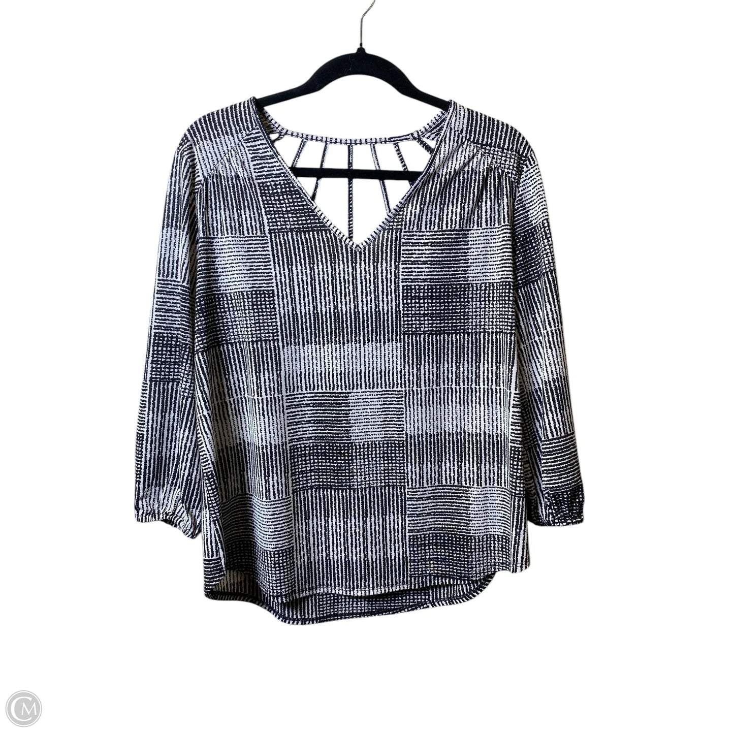Top Long Sleeve By Cato In Black & White, Size: M