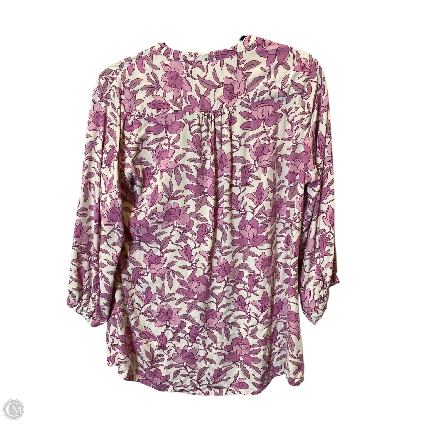 Top 3/4 Sleeve By Clothes Mentor In Floral Print, Size: L