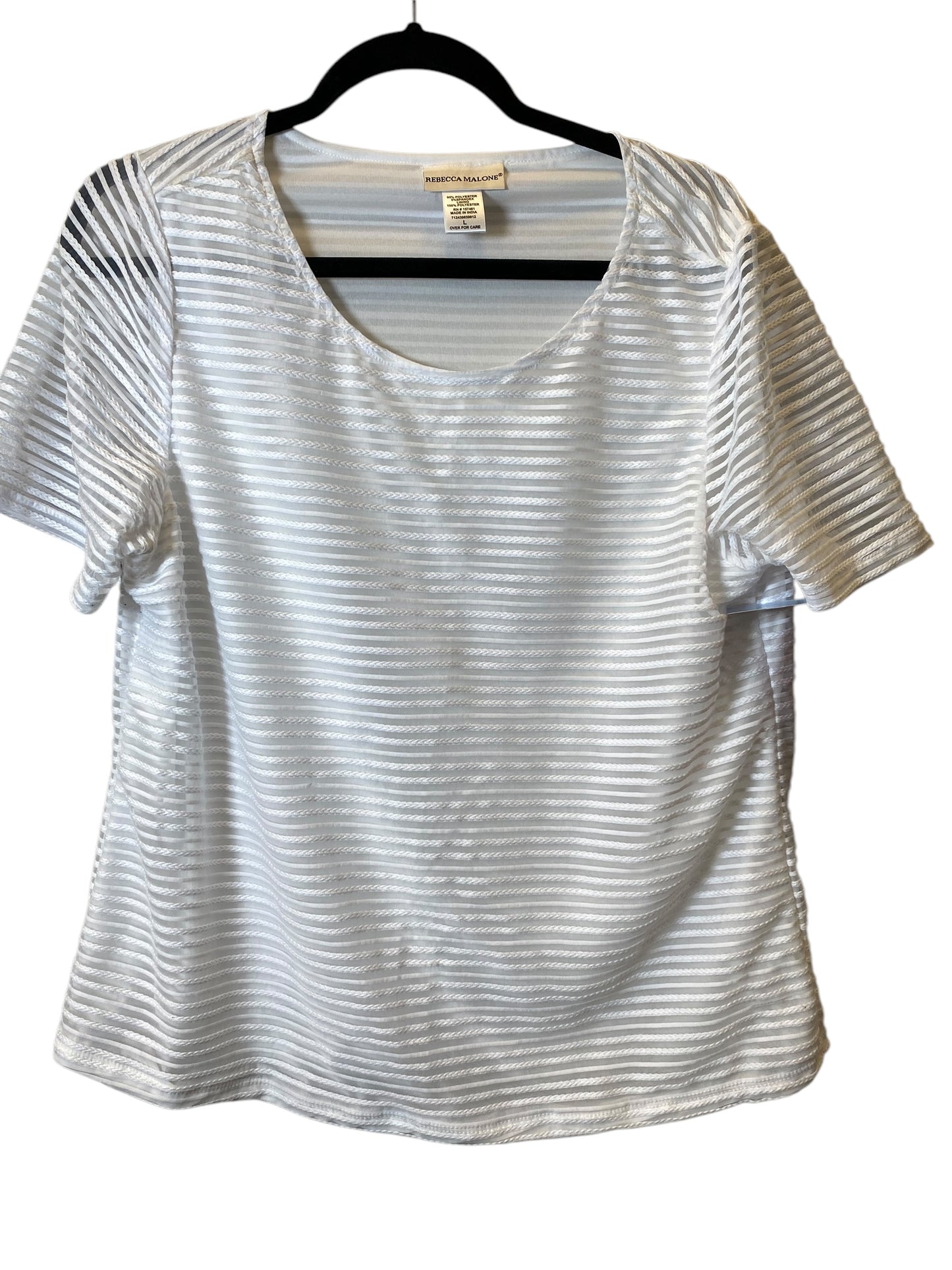 Top Short Sleeve By Rebecca Malone In White, Size: L