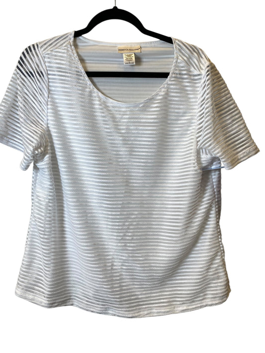 Top Short Sleeve By Rebecca Malone In White, Size: L