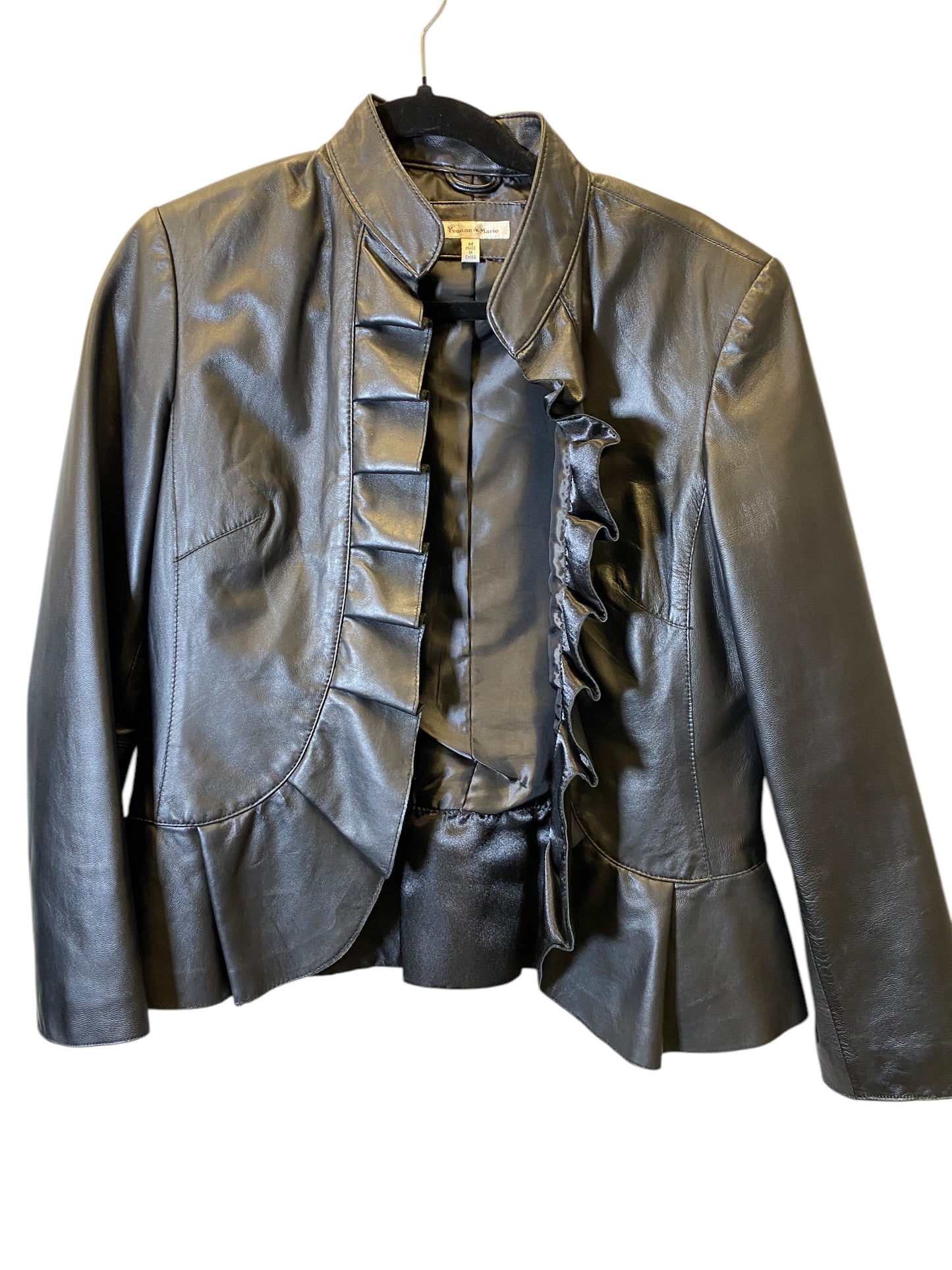 Jacket Leather By Clothes Mentor In Black, Size: M