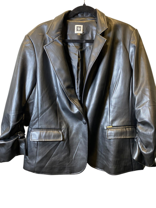 Jacket Leather By Ann Taylor In Black, Size: Xl