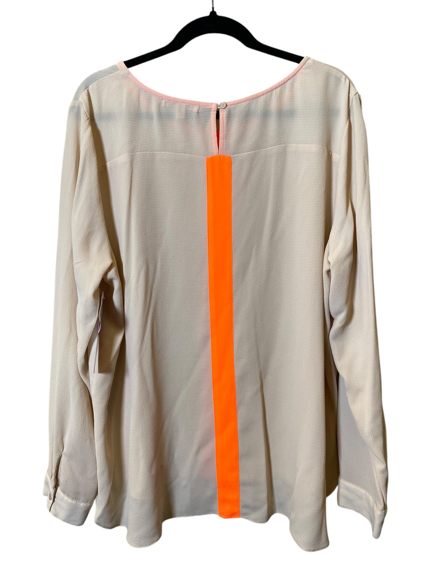 Top Long Sleeve By Gibson In Cream & Orange, Size: Xl