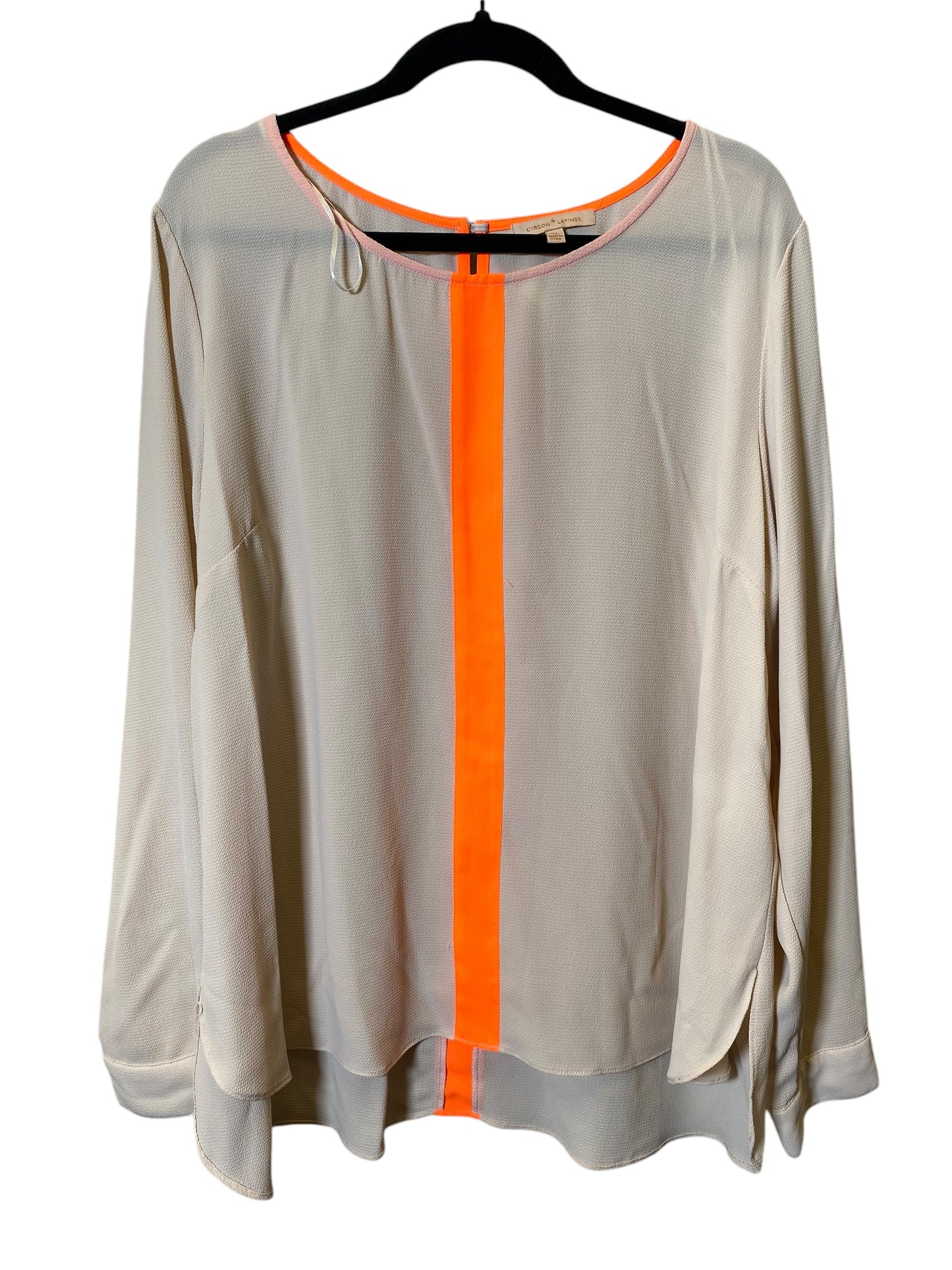 Top Long Sleeve By Gibson In Cream & Orange, Size: Xl