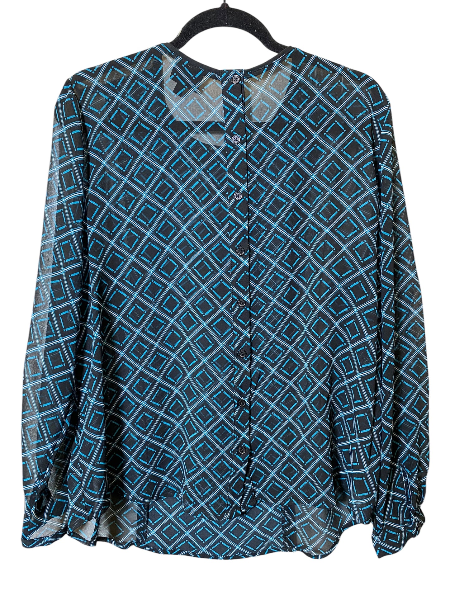 Top Long Sleeve By Who What Wear In Black & Blue, Size: Xl