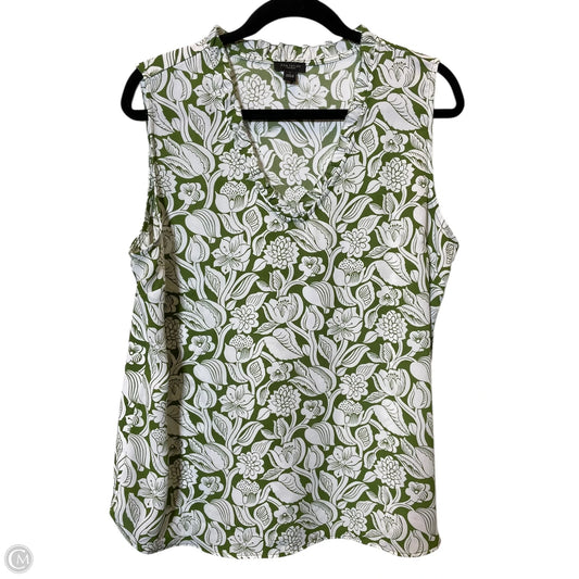 Top Sleeveless By Ann Taylor In Green & White, Size: L