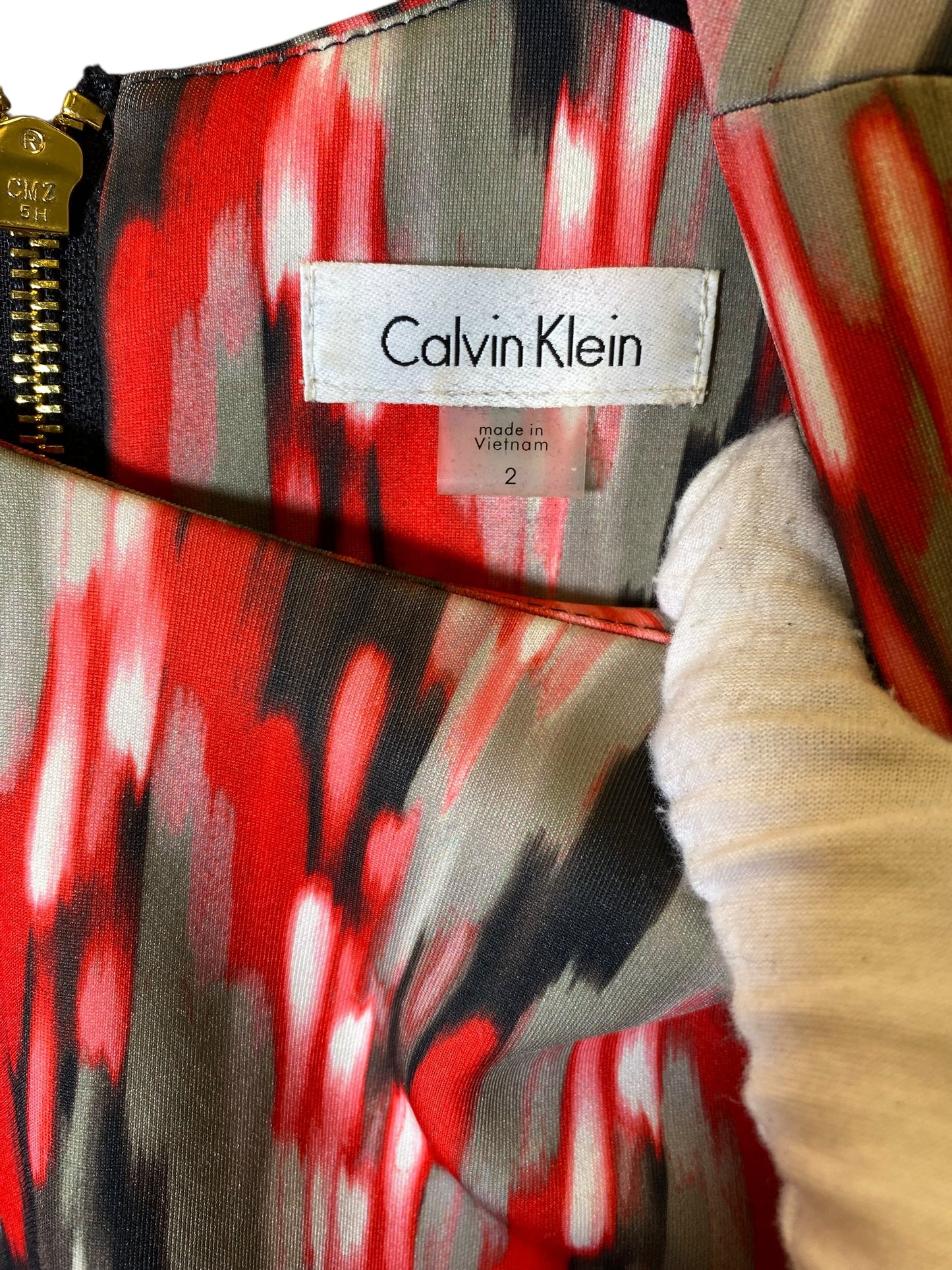 Dress Casual Midi By Calvin Klein In Multi-colored, Size: 2