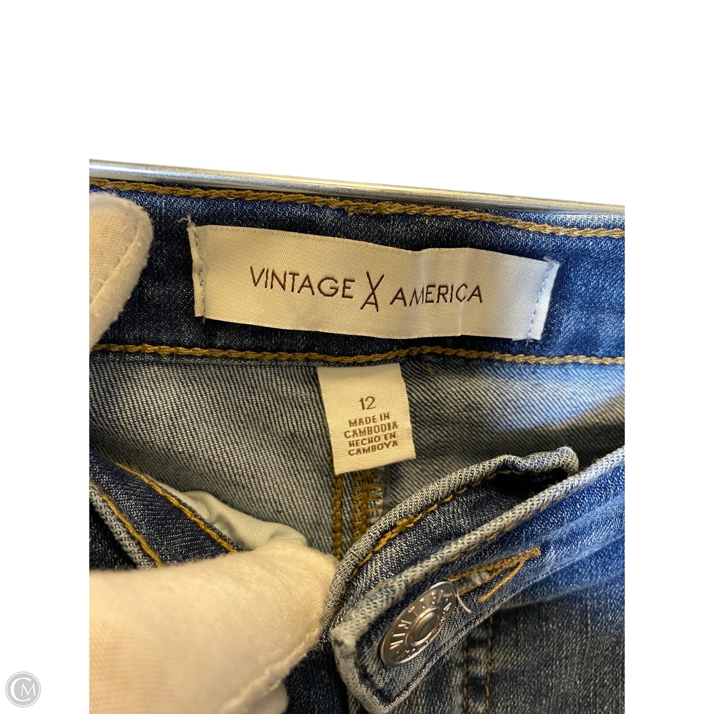 Jeans Flared By Vintage In Blue Denim, Size: 12