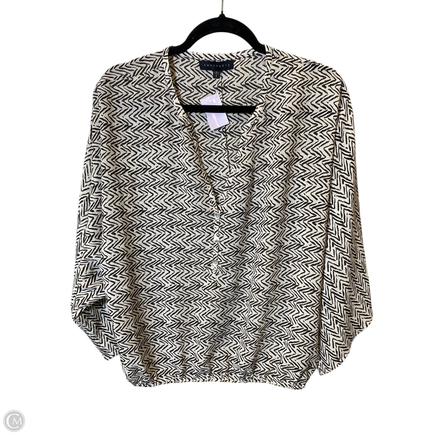 Top 3/4 Sleeve By Sanctuary In Black & Cream, Size: S