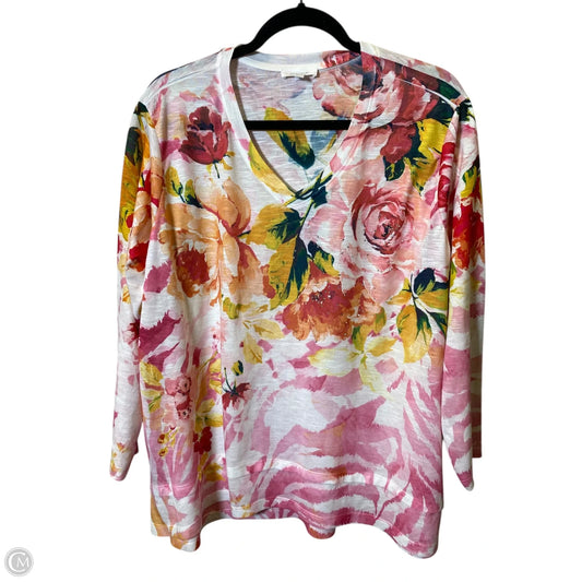 Top 3/4 Sleeve By Concepts In Floral Print, Size: Xl