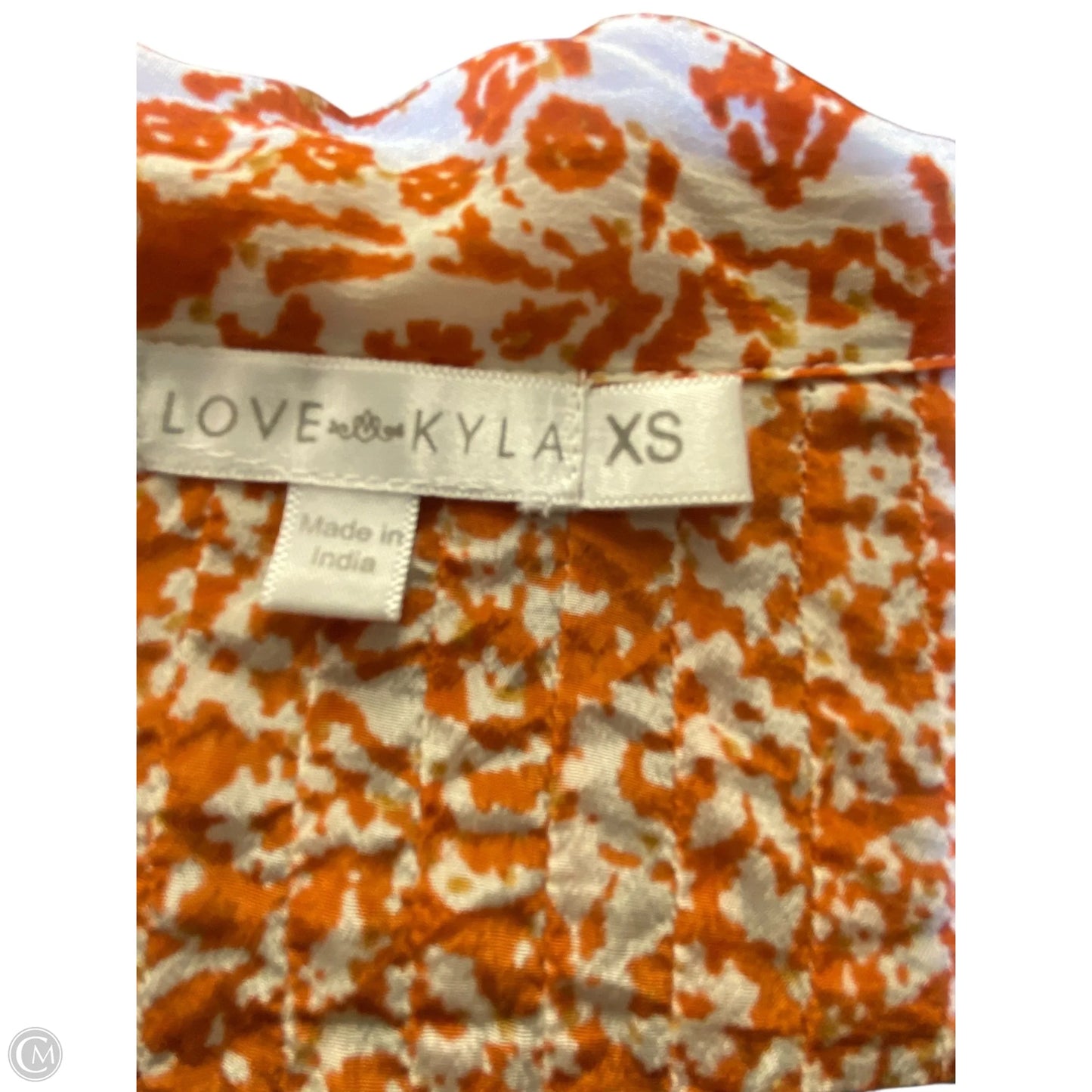 Blouse Long Sleeve By Clothes Mentor In Cream & Orange, Size: Xs